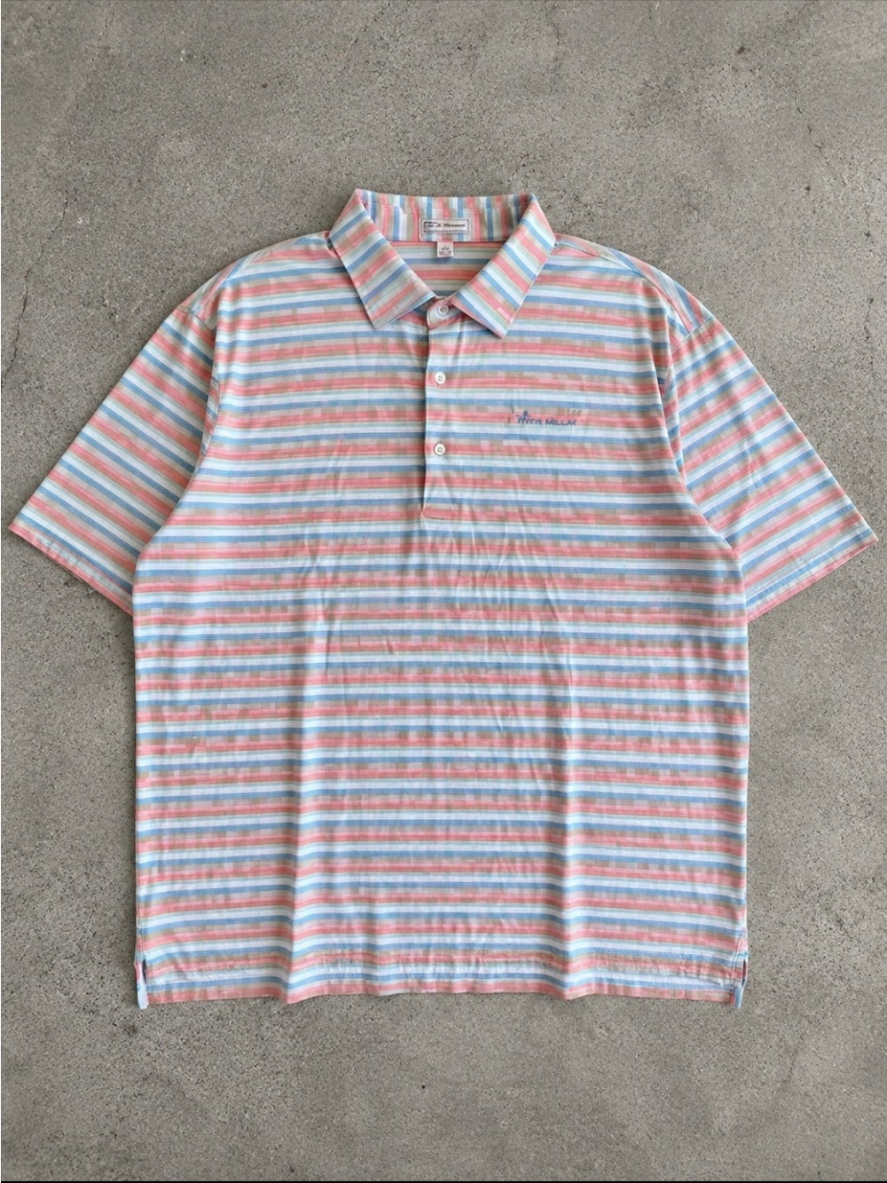 Peter Millar Striped Polo Shirt XXL 100% Cotton Golf Casual Pastel
